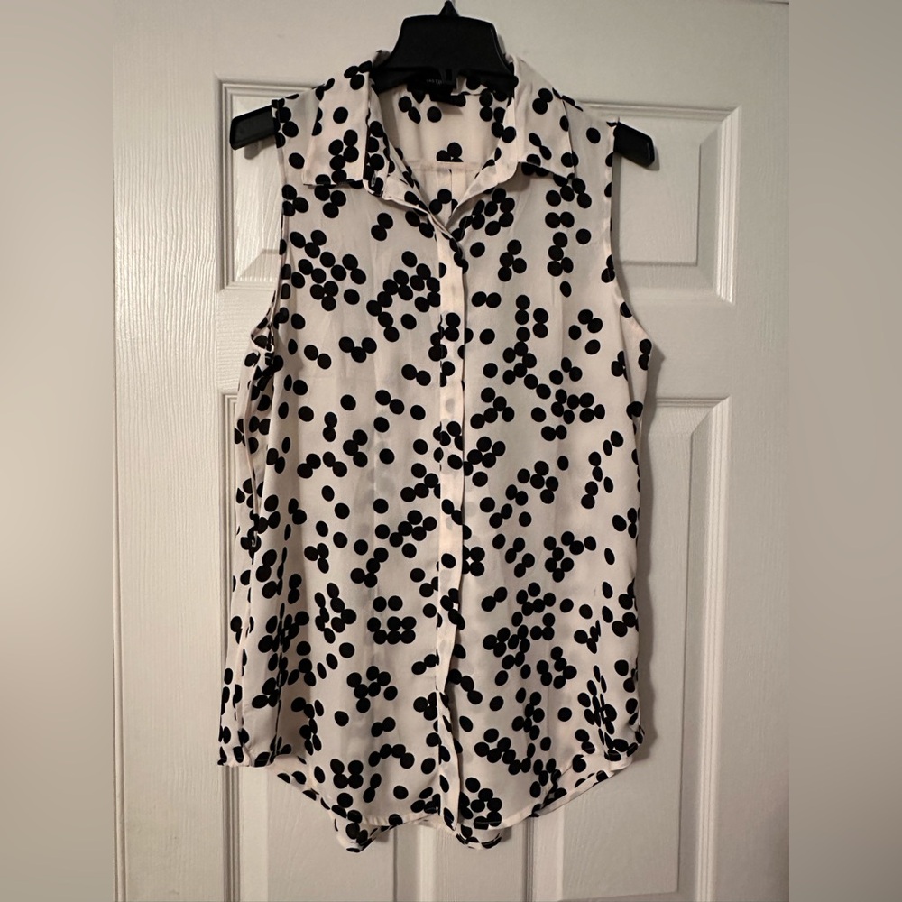 Ann Taylor Black and Cream Dot Blouse
